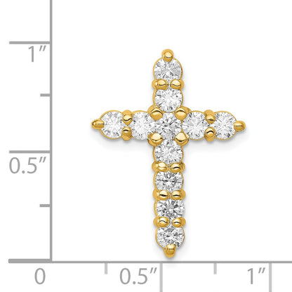 14K Yellow Gold AA 1.25ct. Real Diamond Cross Chain Slide