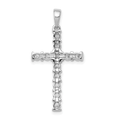 14k White Gold AA 3/4ct. Real Diamond Latin Cross Pendant