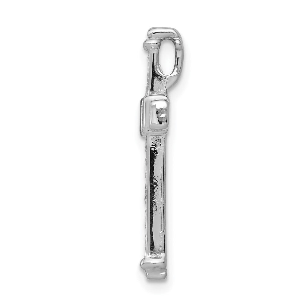 14k White Gold AA 3/8ct. Real Diamond Latin Cross Chain Slide