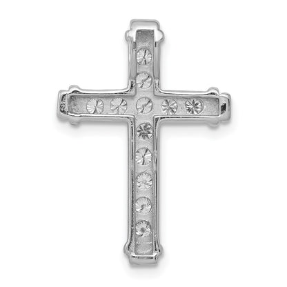 14k White Gold AA 3/8ct. Real Diamond Latin Cross Chain Slide