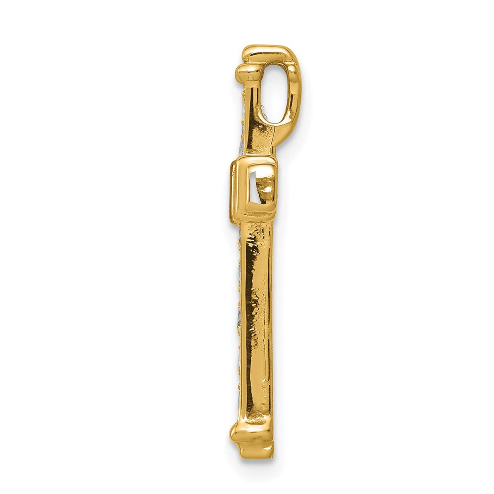 14K Yellow Gold AA 3/8ct. Real Diamond Latin Cross Chain Slide