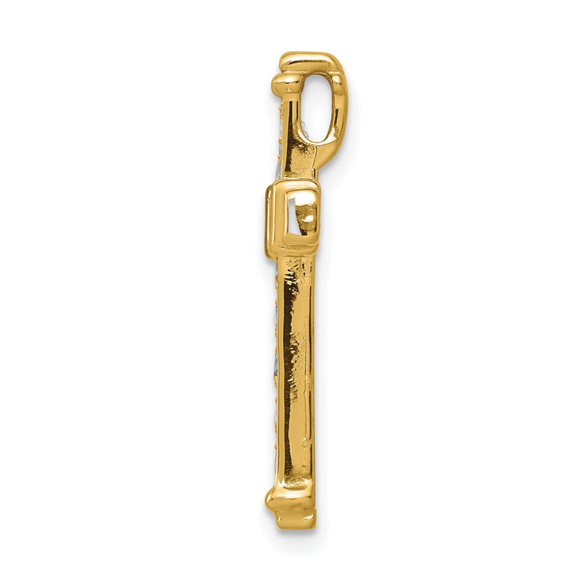 14K Yellow Gold AA 3/8ct. Real Diamond Latin Cross Chain Slide