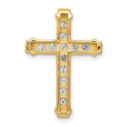 14K Yellow Gold AA 3/8ct. Real Diamond Latin Cross Chain Slide