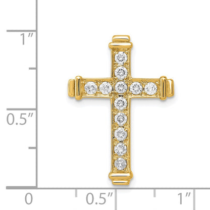 14K Yellow Gold AA 3/8ct. Real Diamond Latin Cross Chain Slide