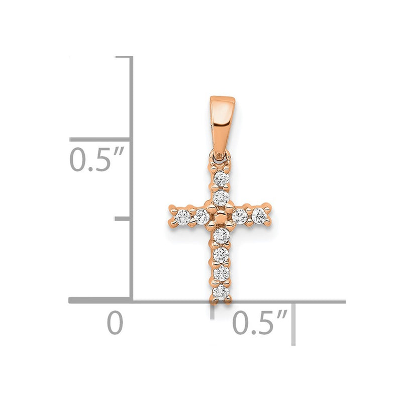 14k Rose Gold Real Diamond Latin Cross Pendant