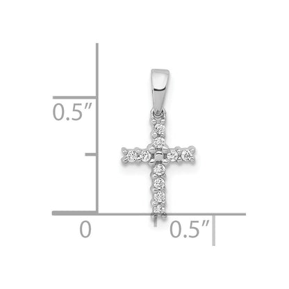 14k White Gold Real Diamond Latin Cross Pendant