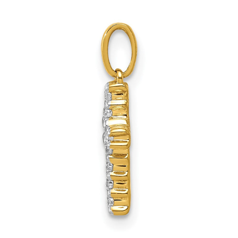 14k Yellow Gold and Rhodium 1/10ct. Real Diamond Latin Cross Pendant