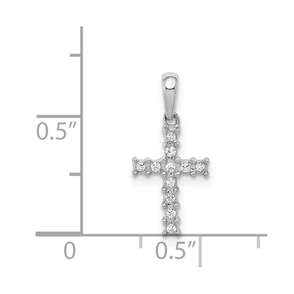 14k White Gold 1/20ct. Real Diamond Latin Cross Pendant