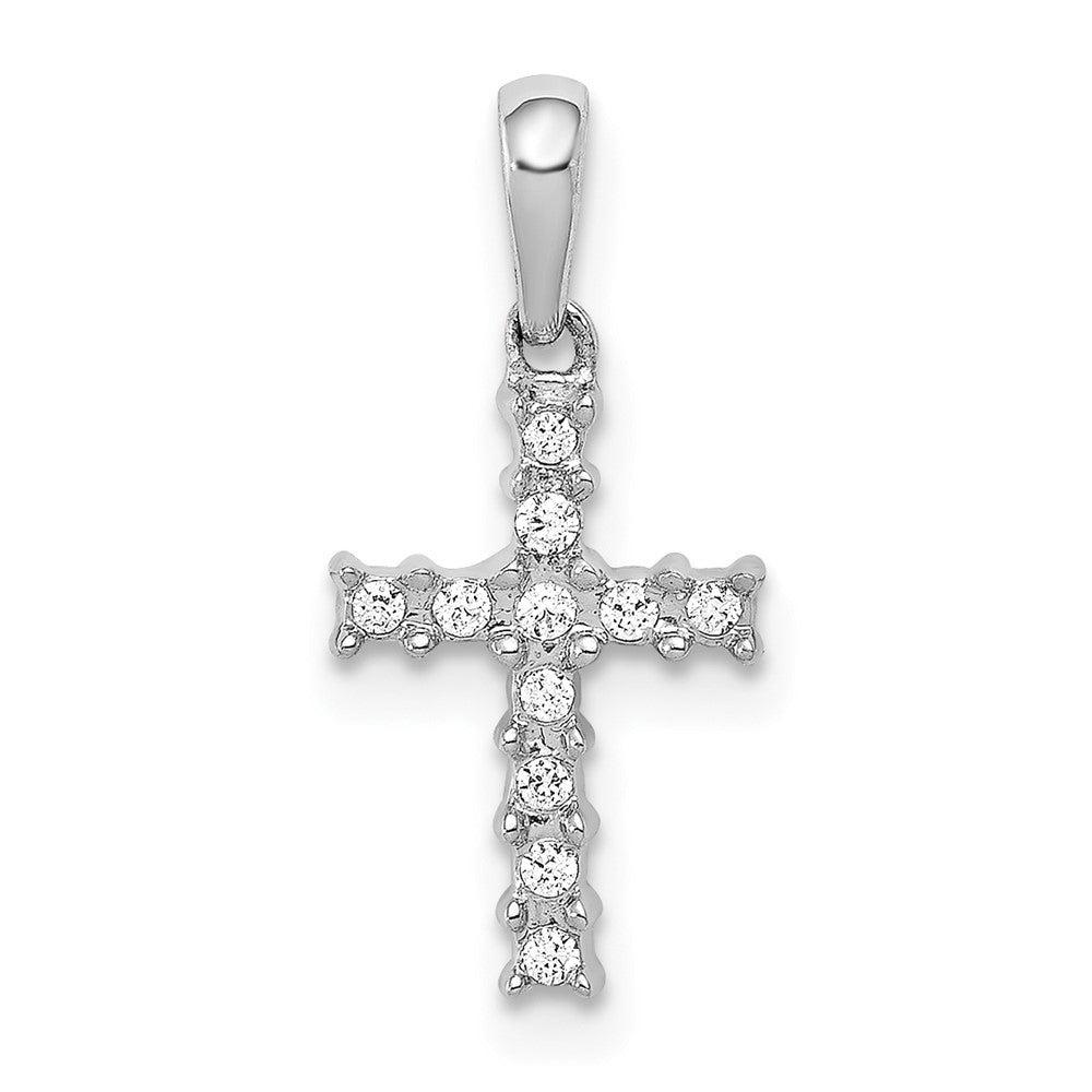 14k White Gold 1/20ct. Real Diamond Latin Cross Pendant
