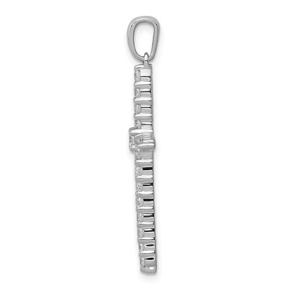 14k White Gold Polished 1/2ct. Real Diamond Cross Pendant
