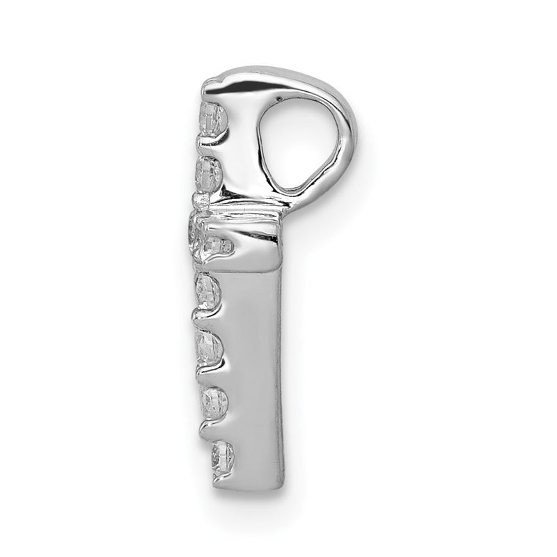 14k White Gold 1/5ct. Real Diamond Latin Cross Chain Slide
