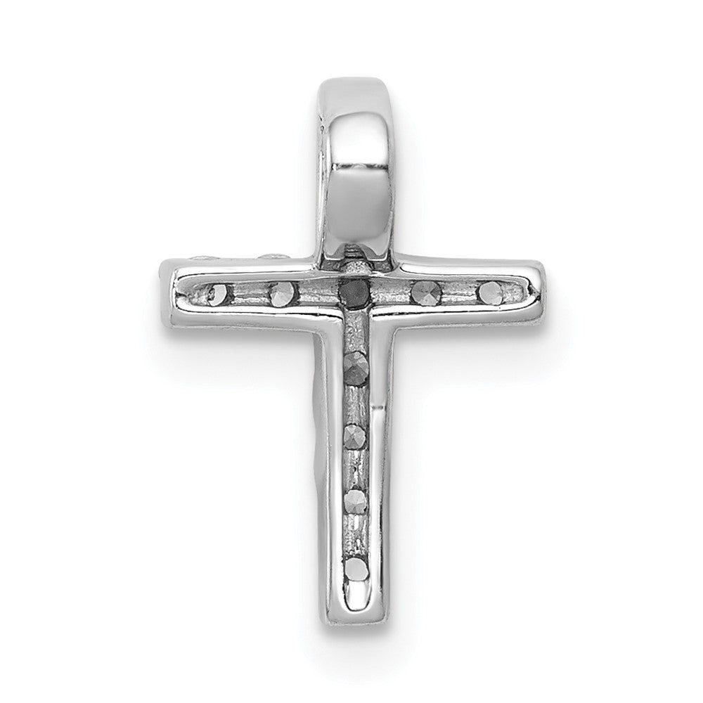 14k White Gold 1/5ct. Real Diamond Latin Cross Chain Slide