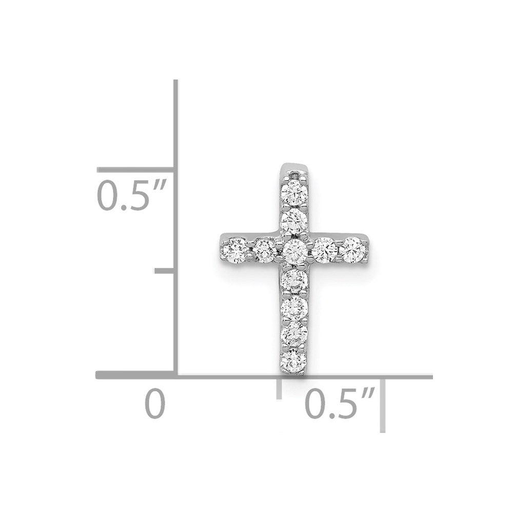 14k White Gold 1/5ct. Real Diamond Latin Cross Chain Slide