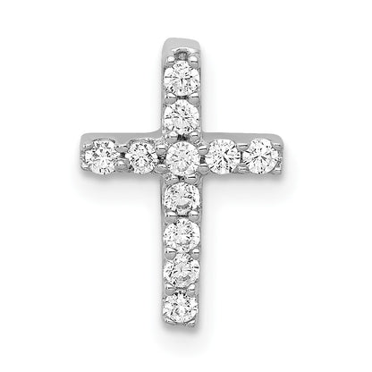 14k White Gold 1/5ct. Real Diamond Latin Cross Chain Slide