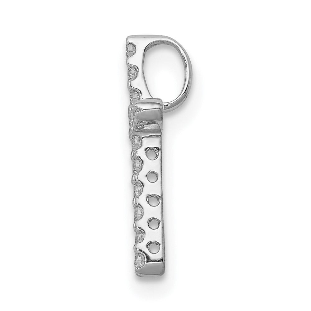 14k White Gold Real Diamond Cross Pendant