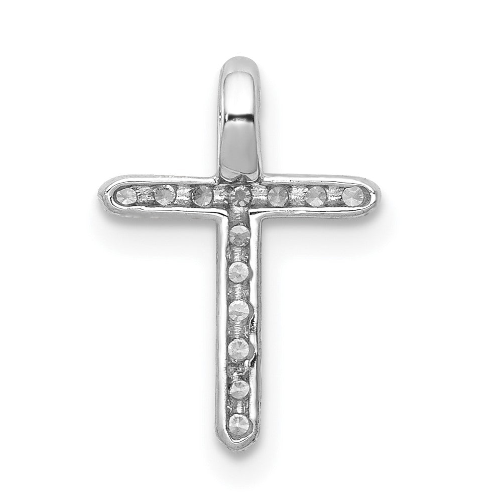 14k White Gold Real Diamond Cross Pendant