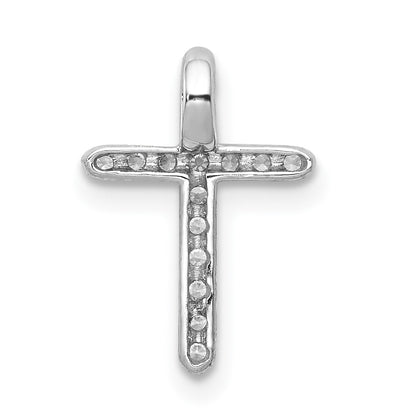 14k White Gold Real Diamond Cross Pendant