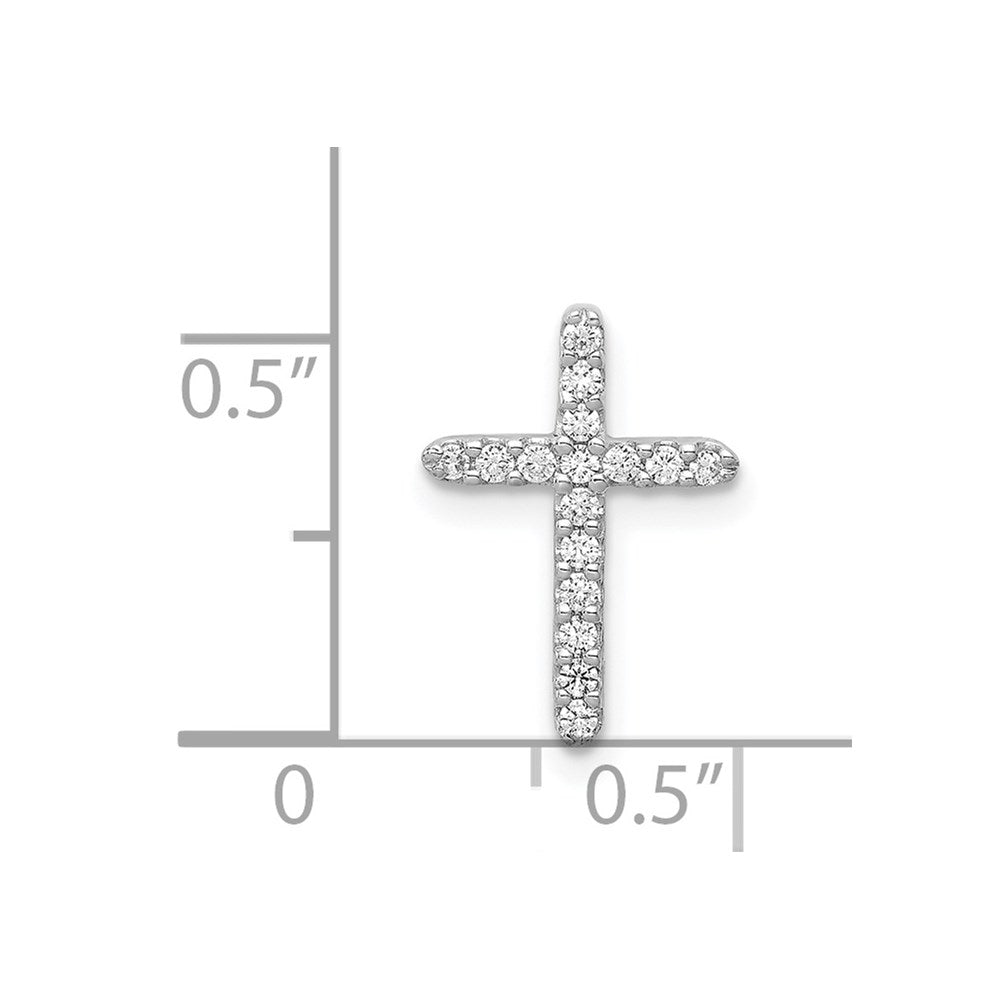 14k White Gold Real Diamond Cross Pendant