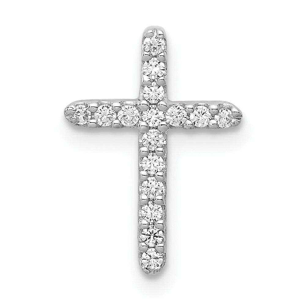 14k White Gold Real Diamond Cross Pendant