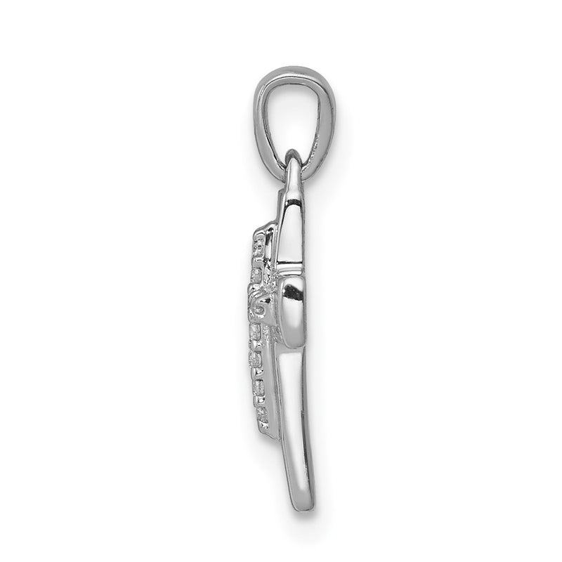 14k White Gold Real Diamond Cross Pendant