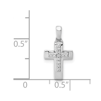 14k White Gold Real Diamond Cross Pendant