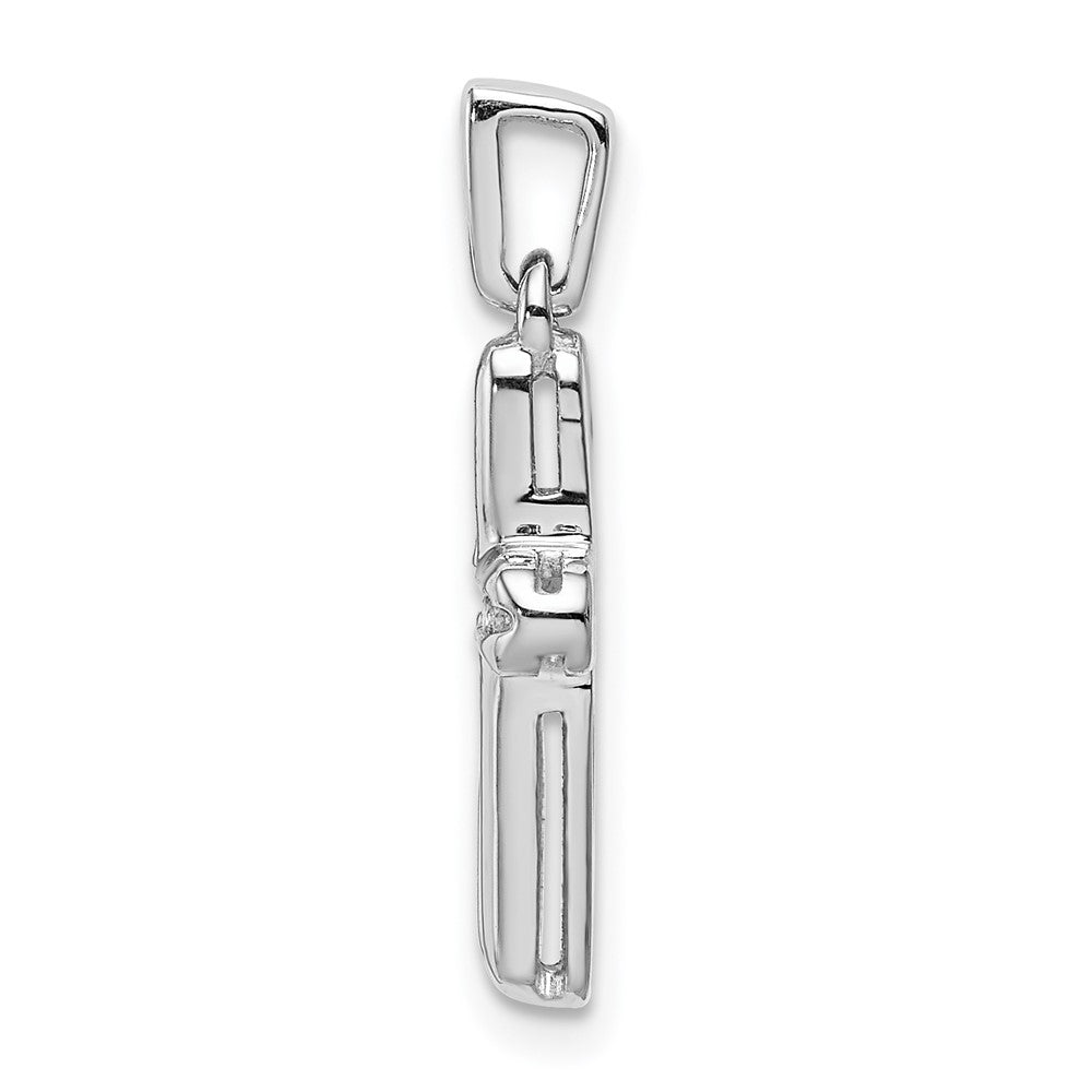 14k White Gold 1/6ct. Real Diamond Latin Cross Pendant