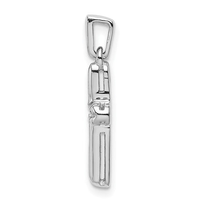 14k White Gold 1/6ct. Real Diamond Latin Cross Pendant