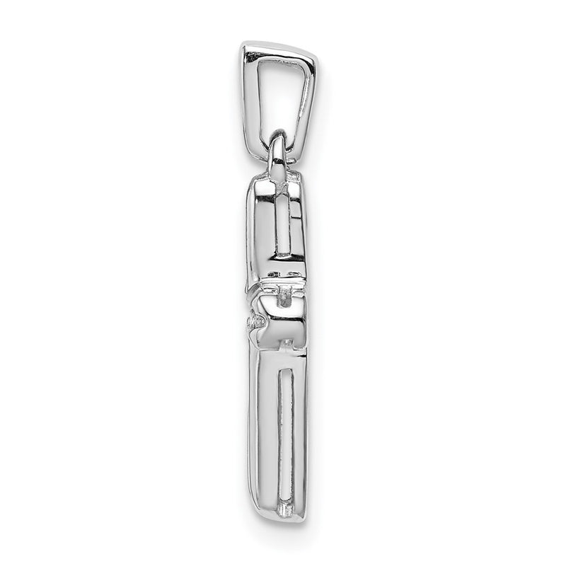 14k White Gold 1/6ct. Real Diamond Latin Cross Pendant