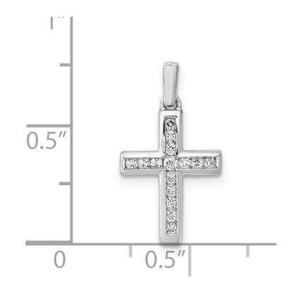 14k White Gold 1/6ct. Real Diamond Latin Cross Pendant