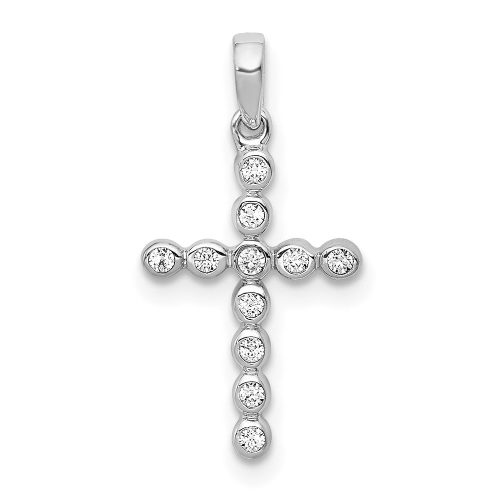 14k White Gold 1/10ct. Real Diamond Cross Pendant
