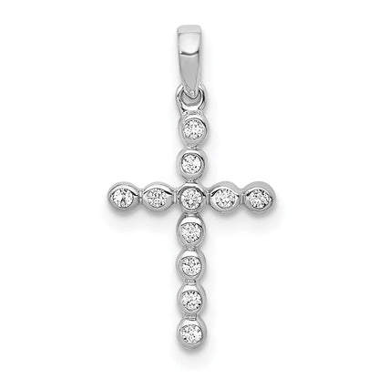 14k White Gold 1/10ct. Real Diamond Cross Pendant