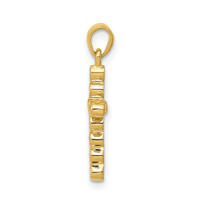 14K Yellow Gold Polished 1/10ct. Real Diamond Cross Pendant
