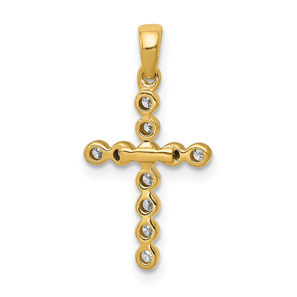 14K Yellow Gold Polished 1/10ct. Real Diamond Cross Pendant