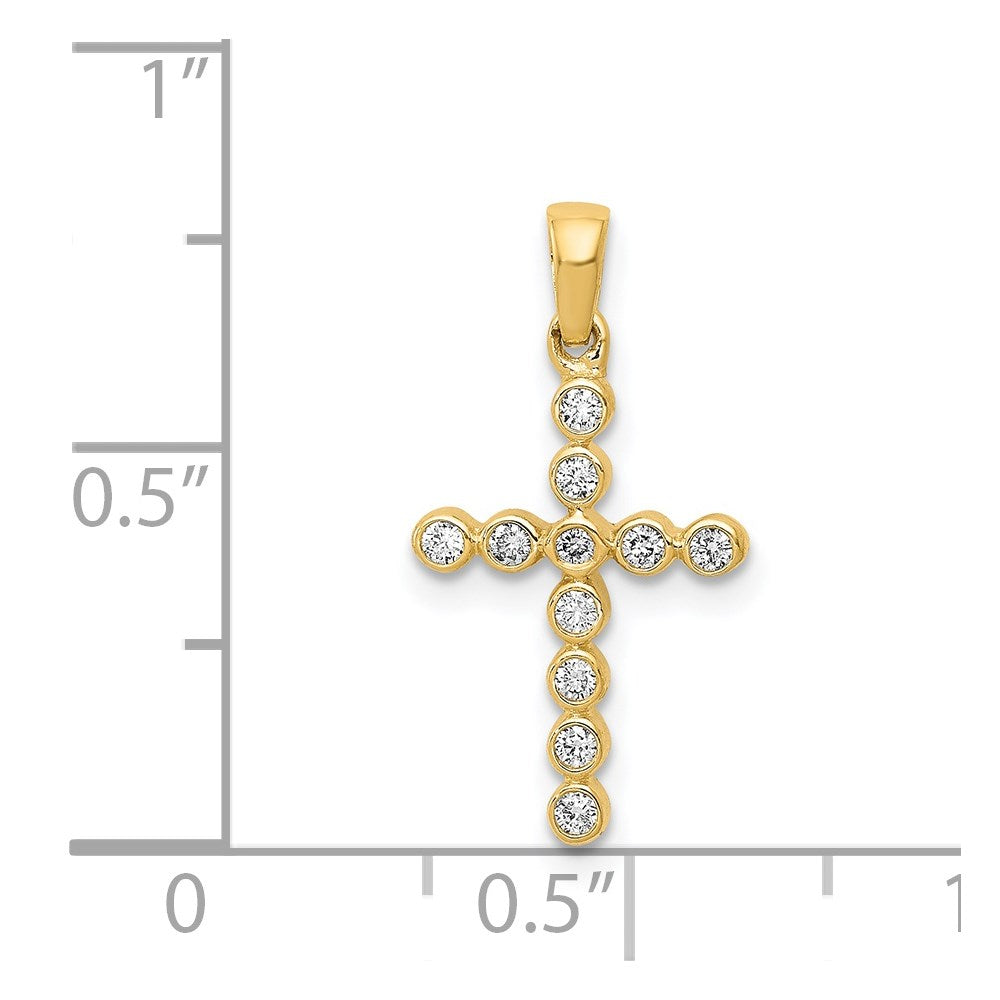 14K Yellow Gold Polished 1/10ct. Real Diamond Cross Pendant