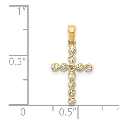 14K Yellow Gold Polished 1/10ct. Real Diamond Cross Pendant