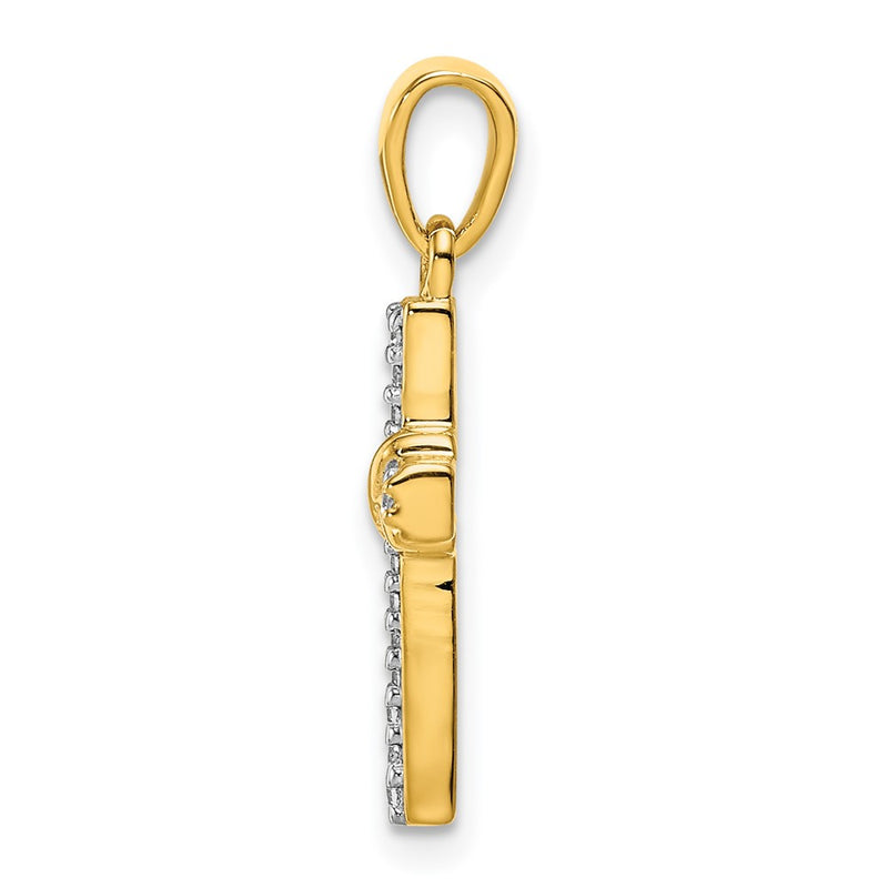 14k Yellow Gold 1/6ct. Real Diamond Latin Cross Pendant