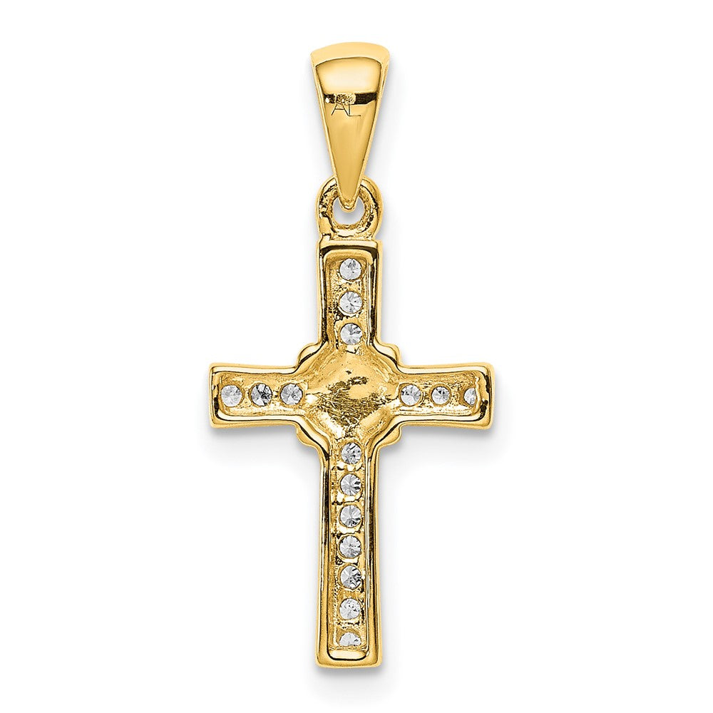 14k yellow gold 1 6ct real diamond latin cross pendant pm4967 016 ya