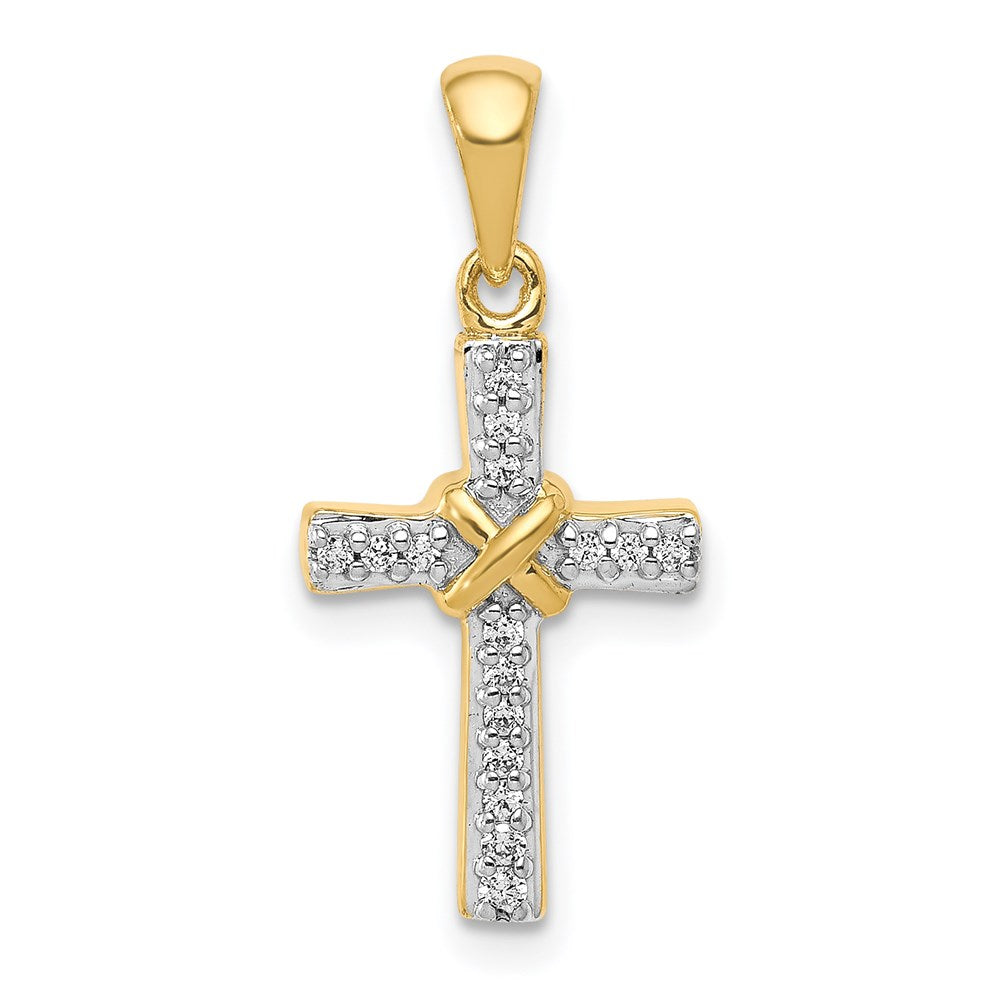 14k yellow gold 1 6ct real diamond latin cross pendant pm4967 016 ya