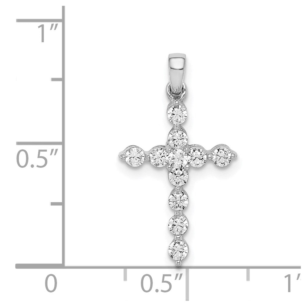 14k White Gold Real Diamond Cross Pendant