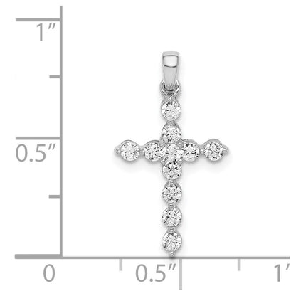 14k White Gold Real Diamond Cross Pendant