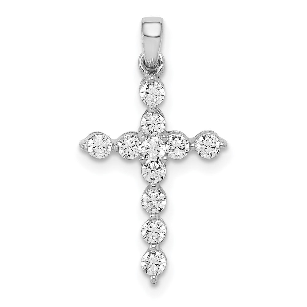 14k White Gold Real Diamond Cross Pendant