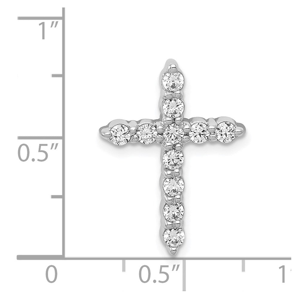 14k White Gold 1/2ct. Real Diamond Cross Chain Slide