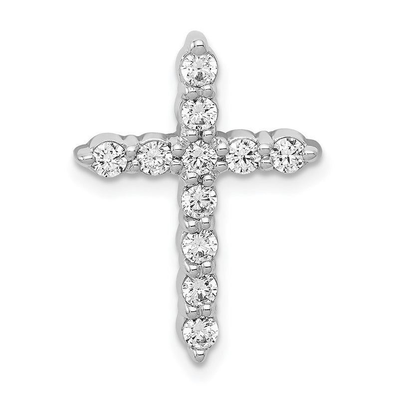 14k White Gold 1/2ct. Real Diamond Cross Chain Slide