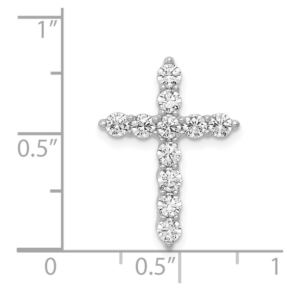 14k White Gold 3/4ct. Real Diamond Cross Chain Slide
