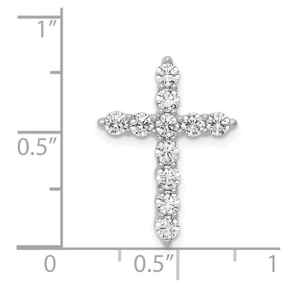 14k White Gold 3/4ct. Real Diamond Cross Chain Slide