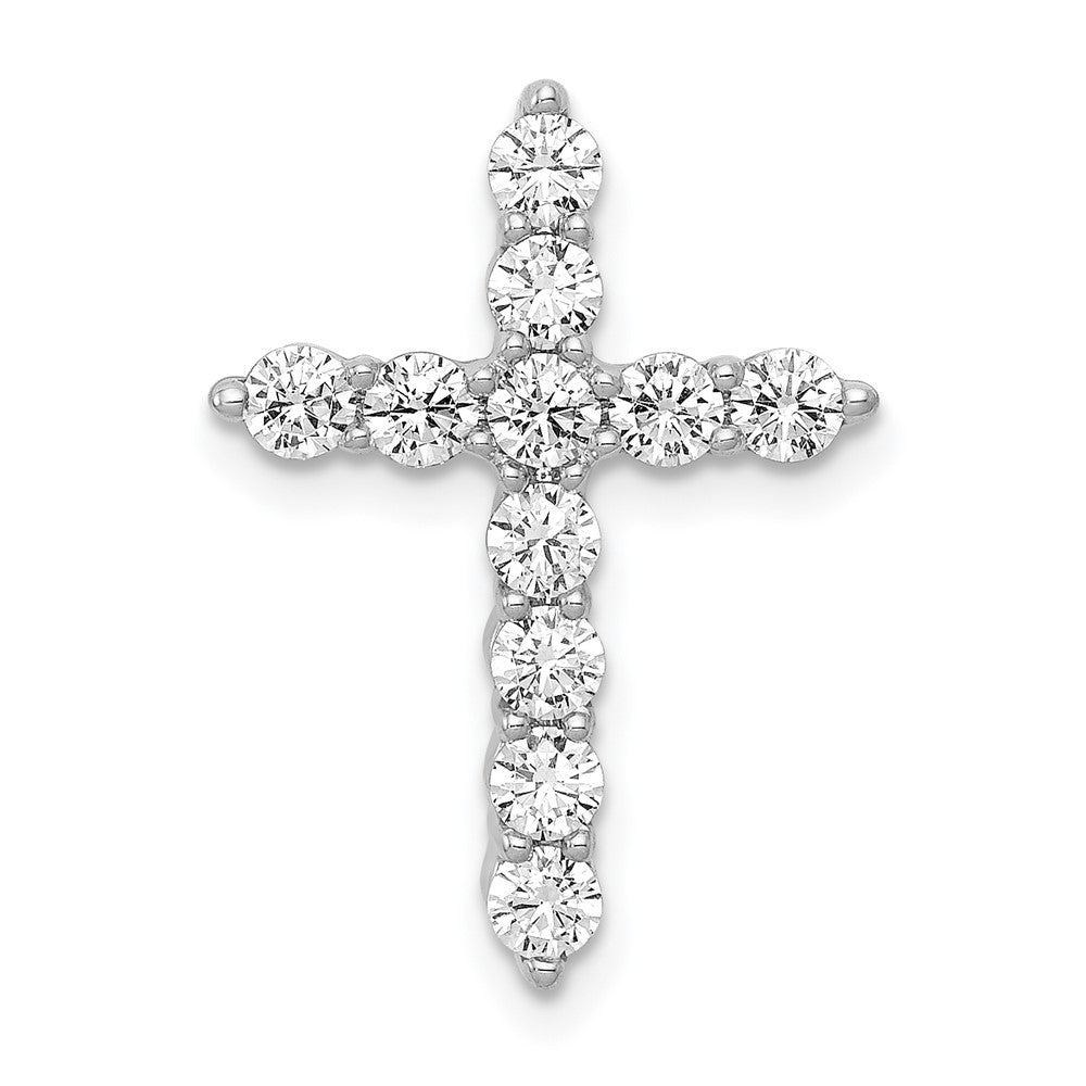 14k White Gold 3/4ct. Real Diamond Cross Chain Slide