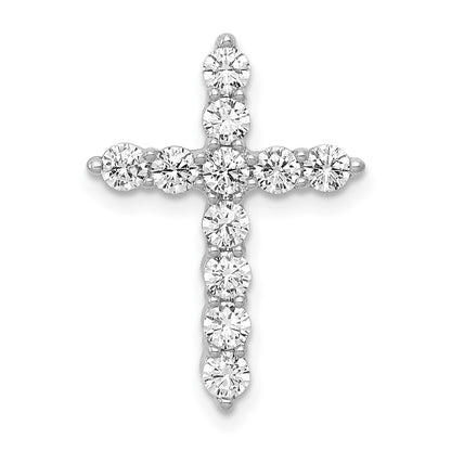14k White Gold 3/4ct. Real Diamond Cross Chain Slide