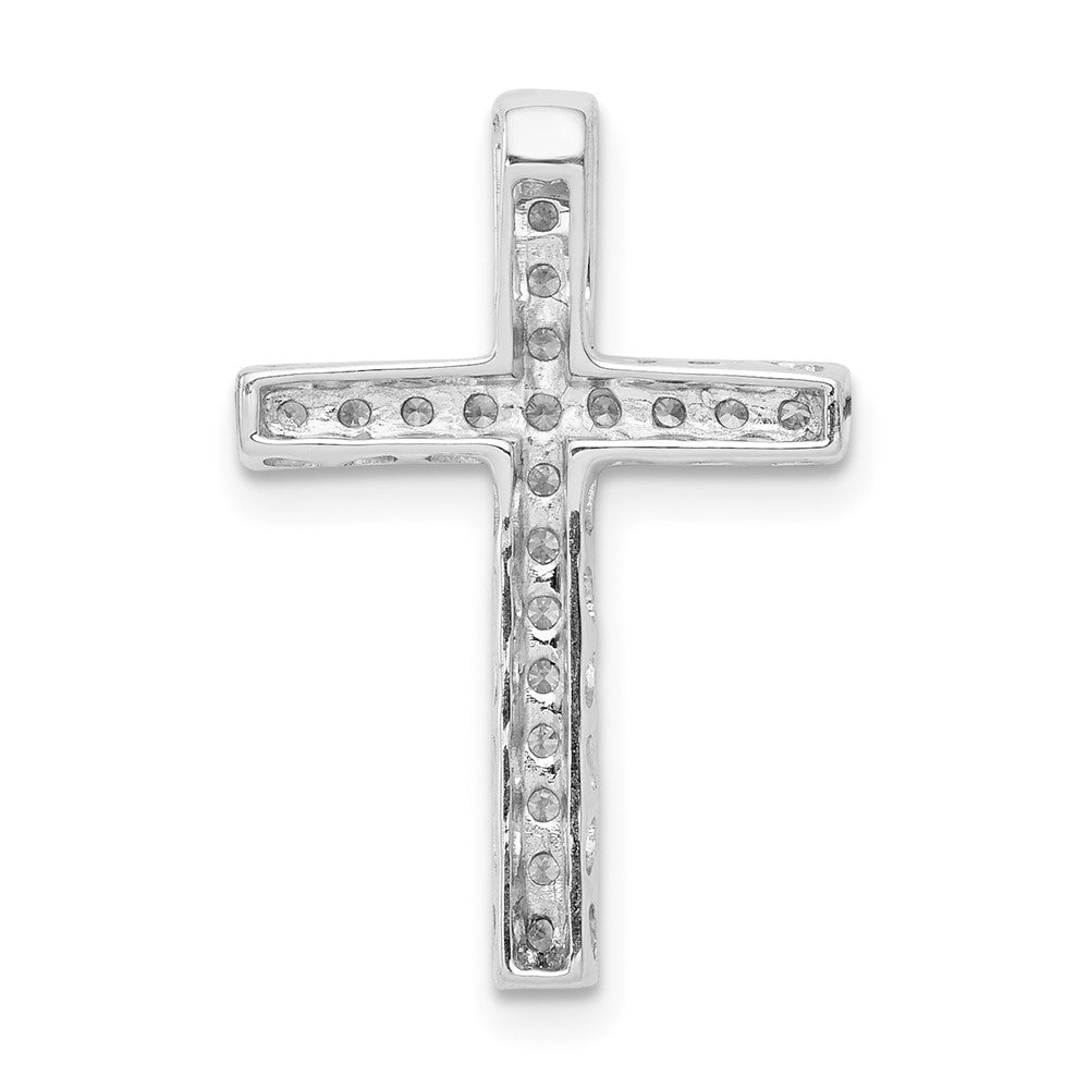 14k White Gold Real Diamond Cross Slide Pendant
