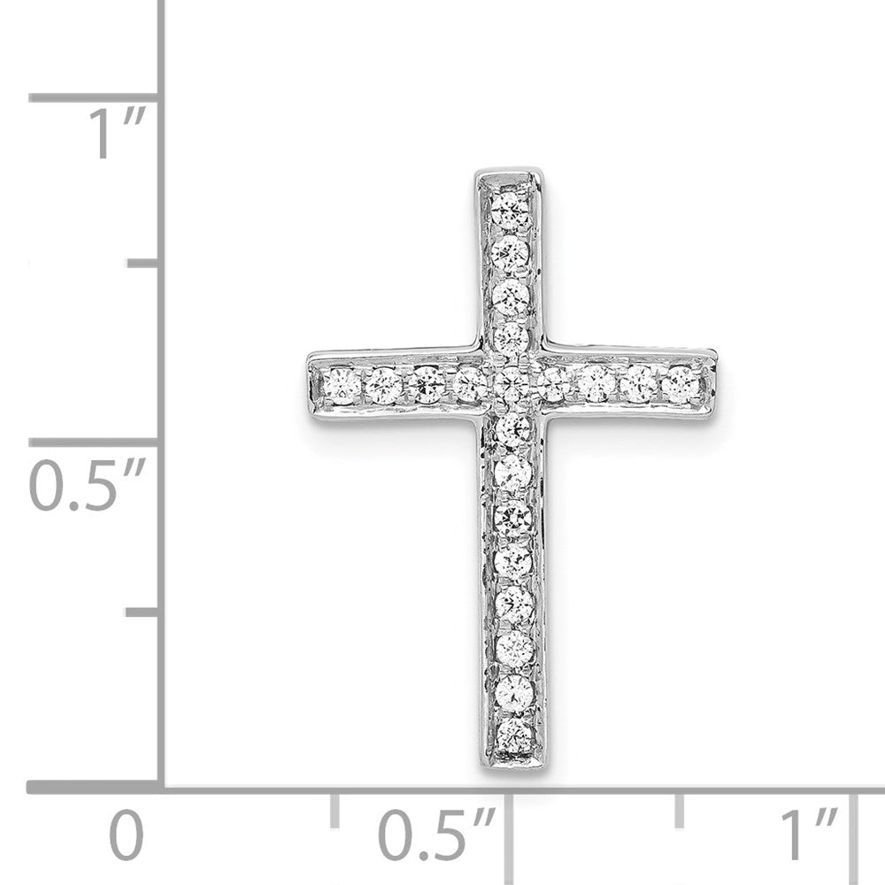 14k White Gold Real Diamond Cross Slide Pendant