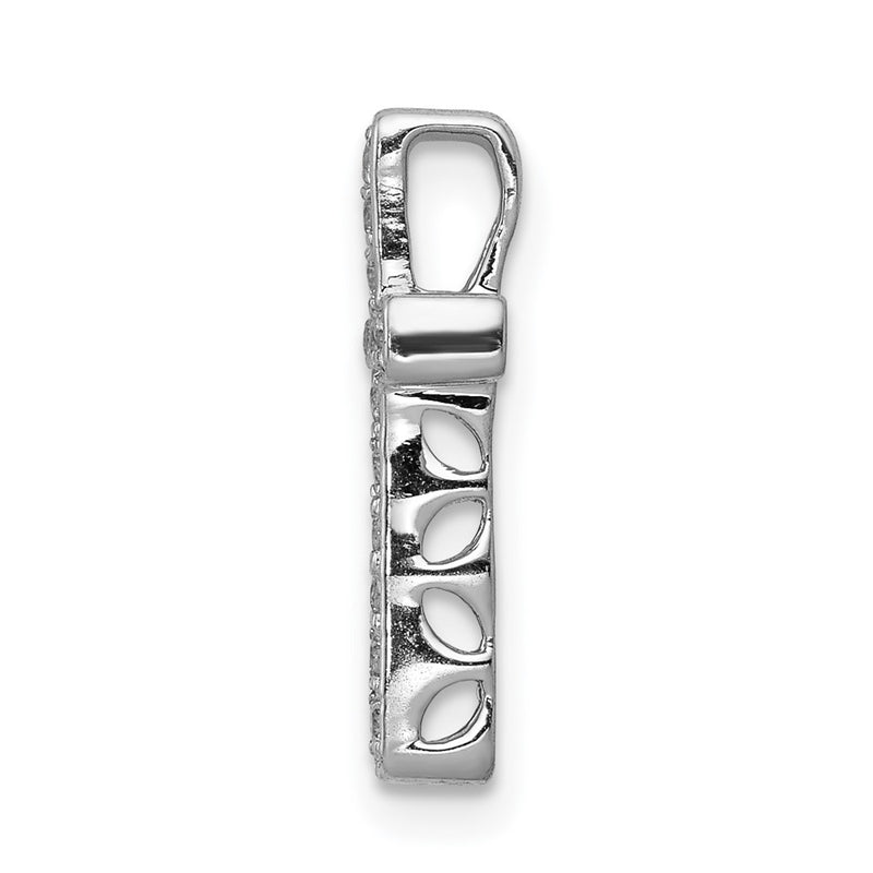 14k White Gold 1/6ct. Real Diamond Latin Cross Chain Slide